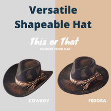 Load image into Gallery viewer, Vintage Rustic Cowgirl Fedora Hat- Dark Brown
