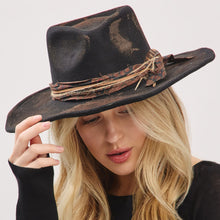 Load image into Gallery viewer, Vintage Rustic Cowgirl Fedora Hat- Dark Brown
