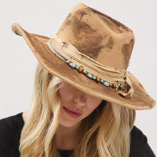 Load image into Gallery viewer, Vintage Rustic Cowgirl Fedora Hat- Beige