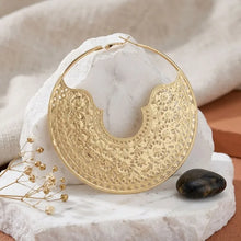 Load image into Gallery viewer, Hoop Gold Oversized Filigree Pattern Earrings