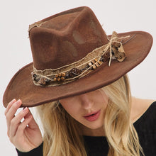 Load image into Gallery viewer, Vintage Rustic Cowgirl Fedora Hat- Lt Brown