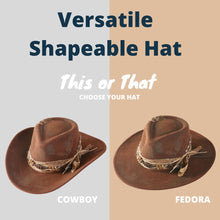 Load image into Gallery viewer, Vintage Rustic Cowgirl Fedora Hat- Lt Brown