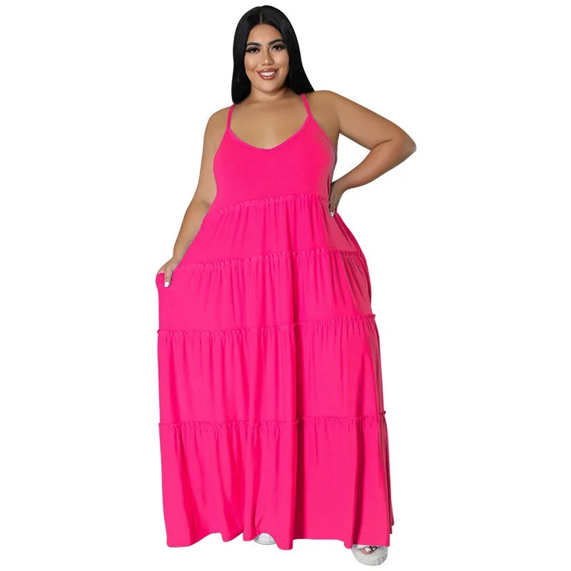 Summer Maxi Sundress-Hot Pink