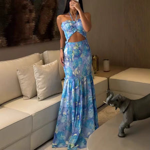 Tropical Blue Maxi Dress