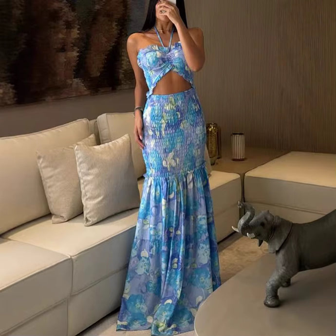 Tropical Blue Maxi Dress