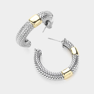 14K Gold Textured Small Hoop Earrings