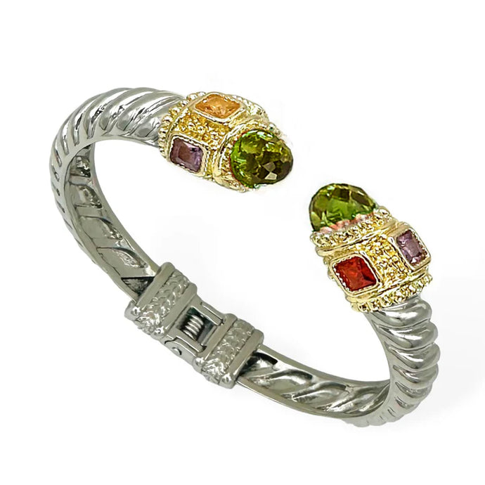 Silver and Multi Color Twisted Bangle