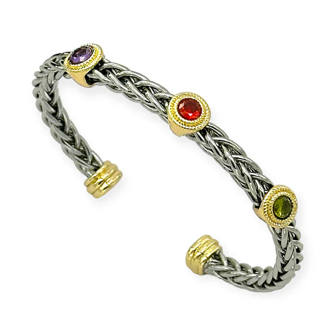 Two Tone Braided Multi Color Bangle