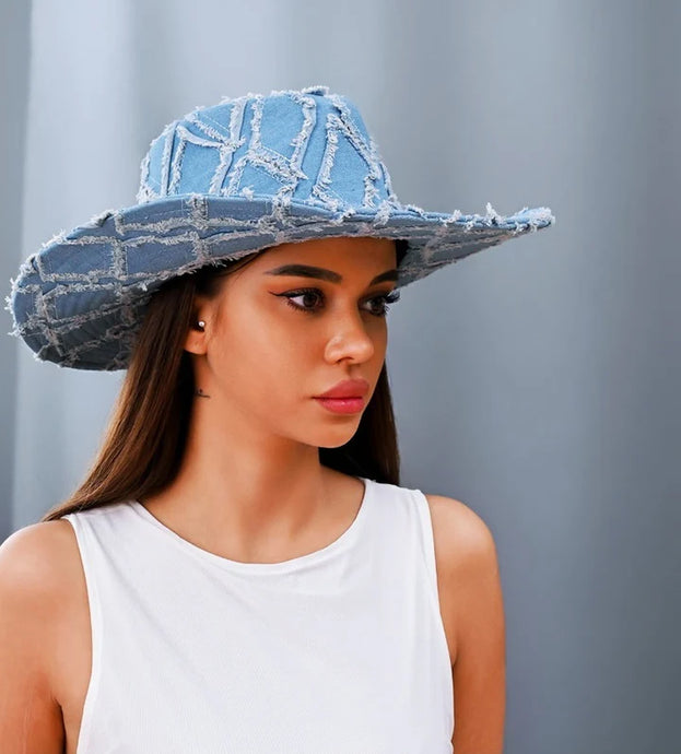 Blue Denim Cowgirl Hat