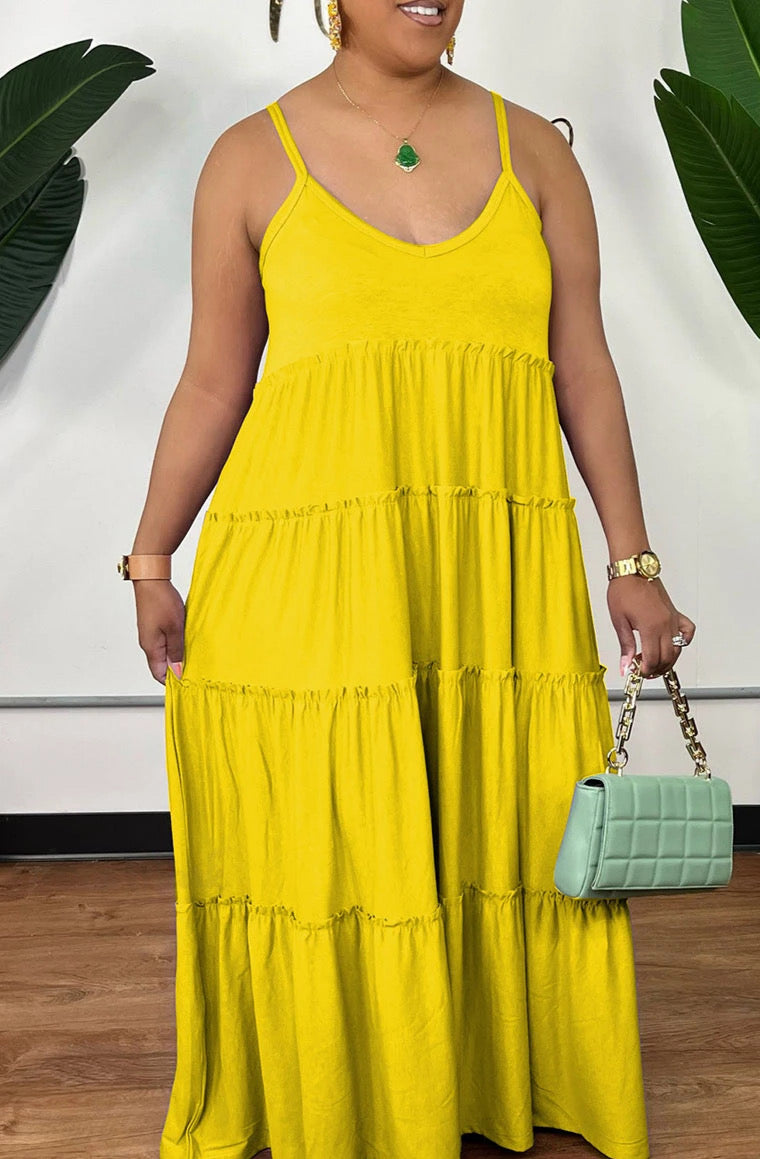 Summer Maxi Sundress-Yellow