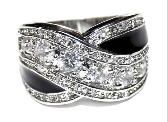 Wide Silver Clear Stone Ring