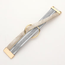 Load image into Gallery viewer, Leather Chain Wrap Metal Magnetic Bracelet- Pewter