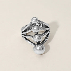 Modern Metal Geometric Sculpted Orb Stretch Ring