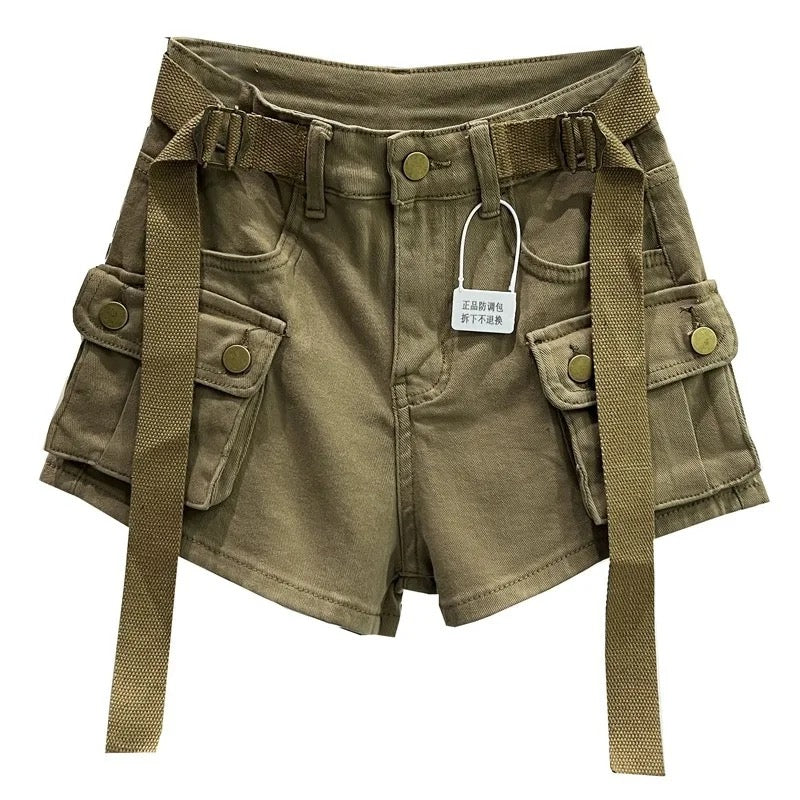 Cargo Girl Shorts- Army Green