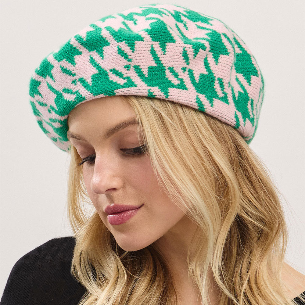 Beret17-Pink and Green