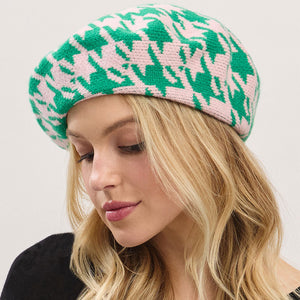 Beret17-Pink and Green