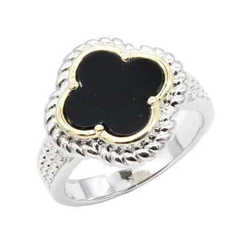 Silver Gold Quatrefoil Ring