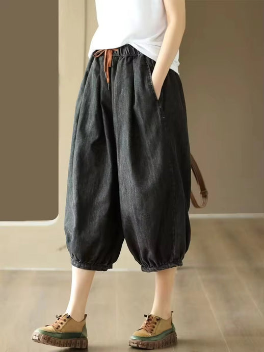 Baggy Drawstrings Pants- Black