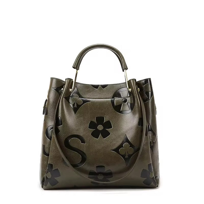 Floral Embossed Handbag - Green