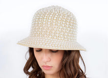 Load image into Gallery viewer, Pearl Rhinestone Embellished Bucket Hat