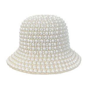 Pearl Rhinestone Embellished Bucket Hat