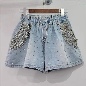 High Waist Blingy Denim Shorts