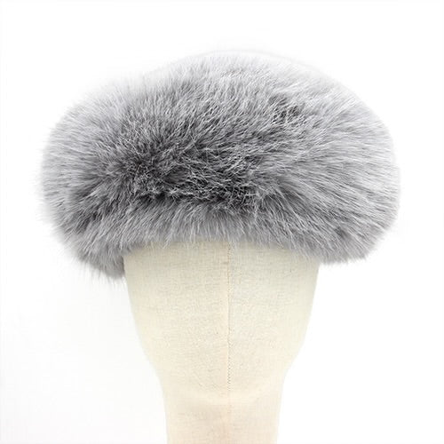 Faux Fur Beret- Gray