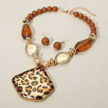 Load image into Gallery viewer, Chunky Leopard Print Pendant Plate Statement Necklace