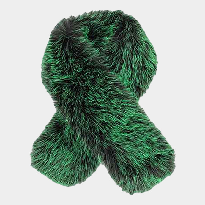 Faux Fur Scarf- Green
