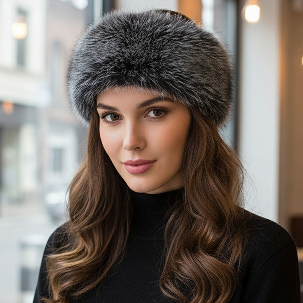 Faux Fur Headband -Dark Gray