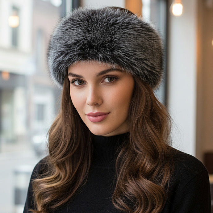 Faux Fur Headband -Dark Gray
