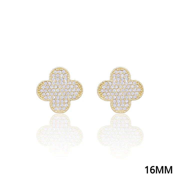 Quatrefoil Pave CZ Earrings
