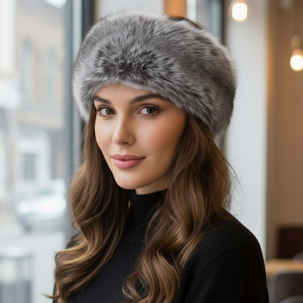 Faux Fur Headband - Light Gray
