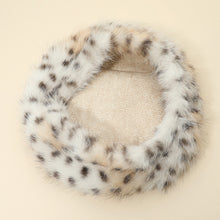 Load image into Gallery viewer, Faux Fur Beret- White Leopard
