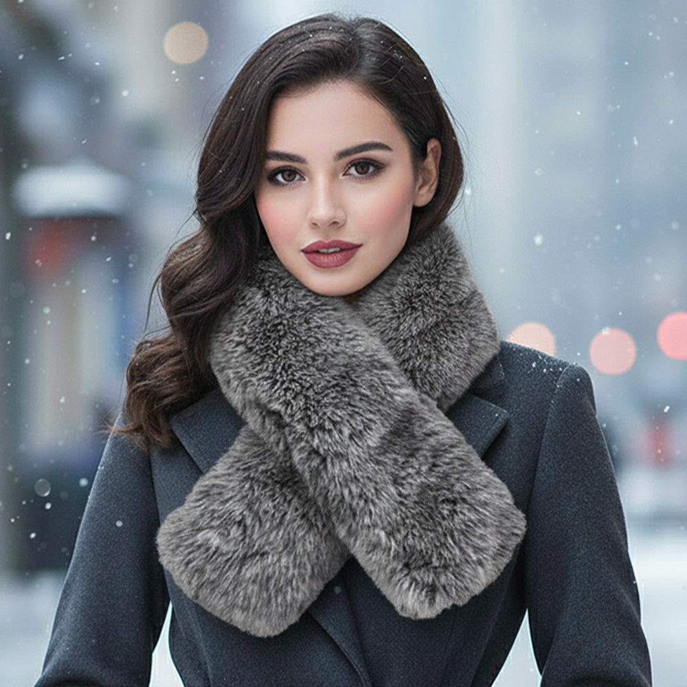 Faux Fur Scarf- Gray