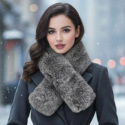 Faux Fur Scarf- Gray