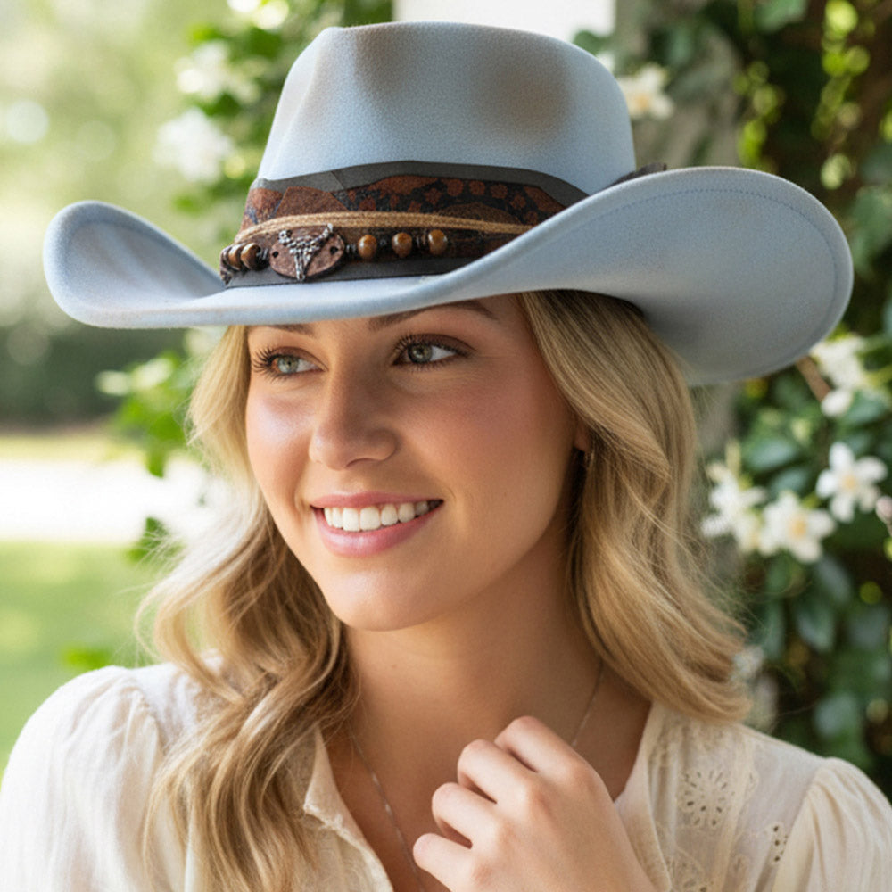 Feather Band Vintage Distressed Cowboy Fedora Hat