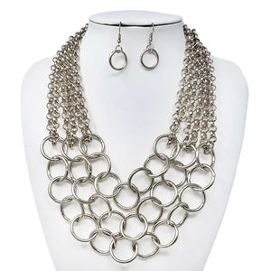 SILVER CHAIN LINK NECKLACE SET