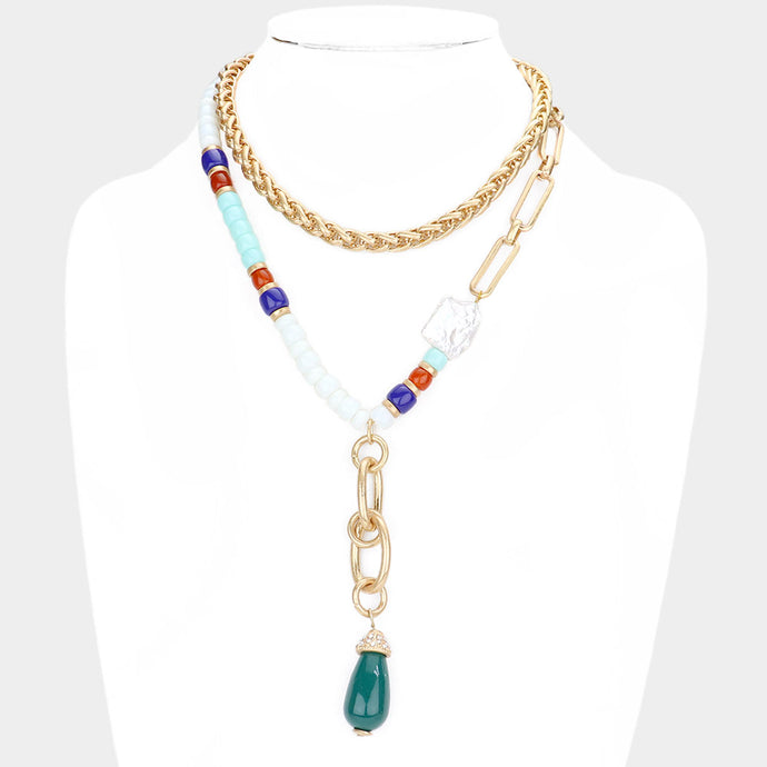 Teardrop Double Beaded Layered Necklace