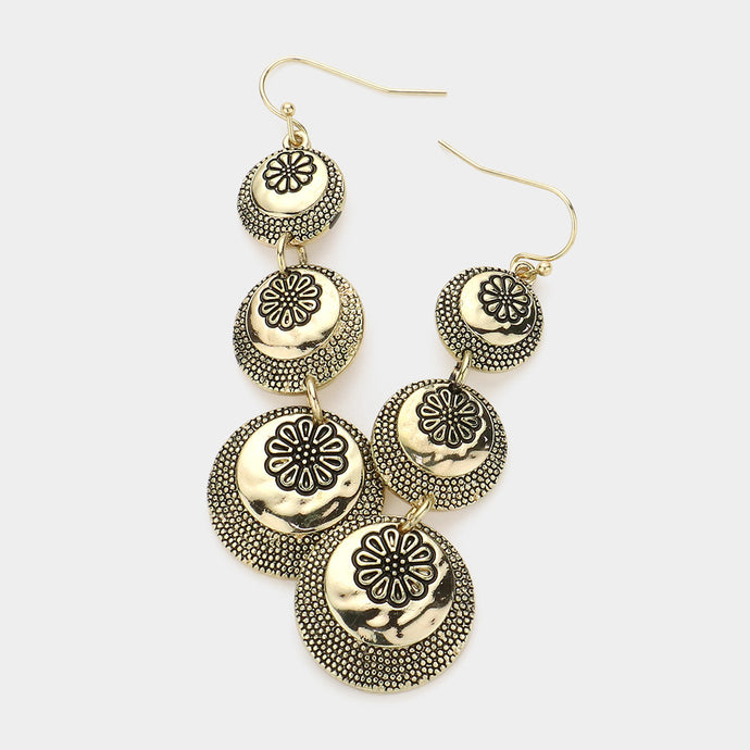 Triple Metal Flower Earrings