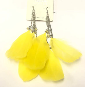 Yellow Feather Earrings