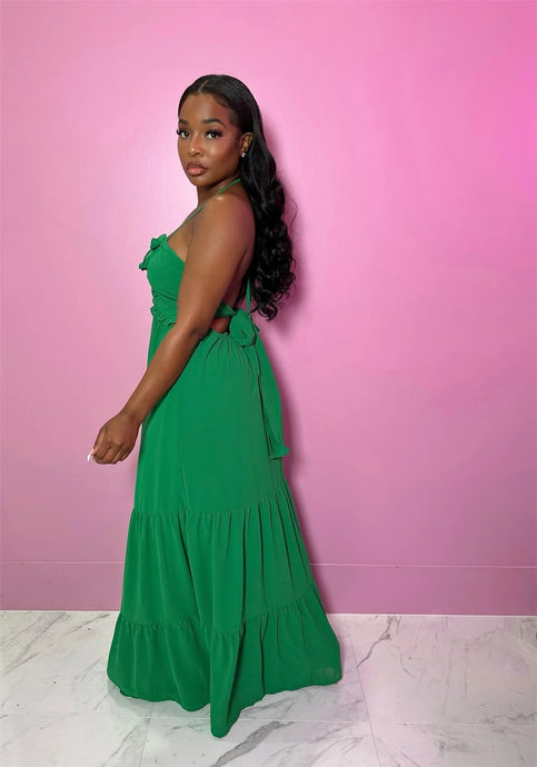 Sexy Ruffle Edge Sundress - Green