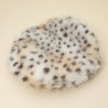Load image into Gallery viewer, Faux Fur Beret- White Leopard