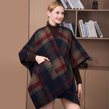 Load image into Gallery viewer, Plaid Check Patterned Poncho