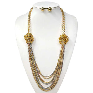 Gold Dangling Chains Necklace Set