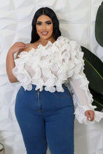 Load image into Gallery viewer, One Shoulder Ruffle Top - White