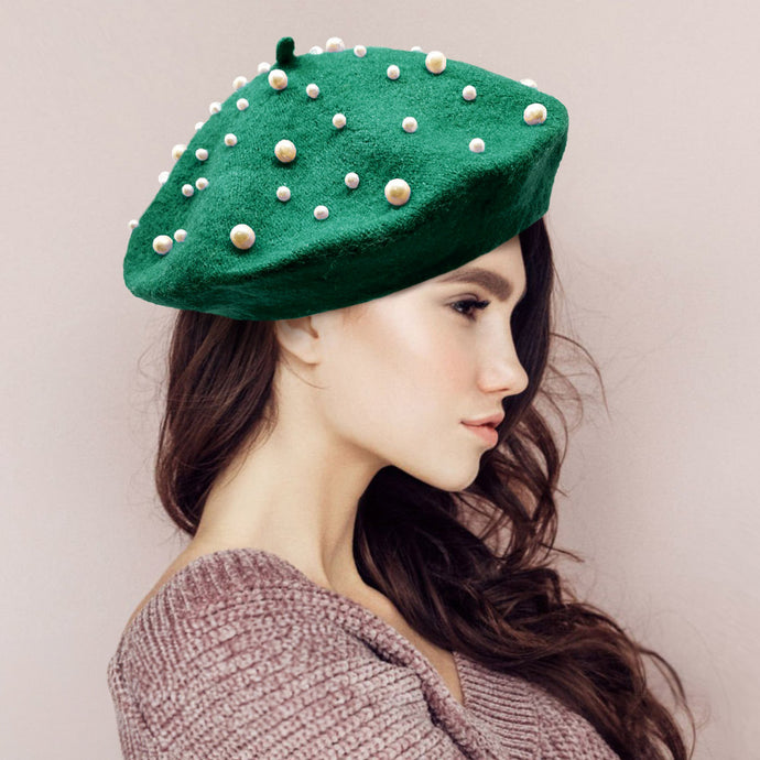 Pearl Embellished Beret-07