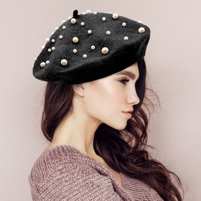 Pearl Embellished Beret-05