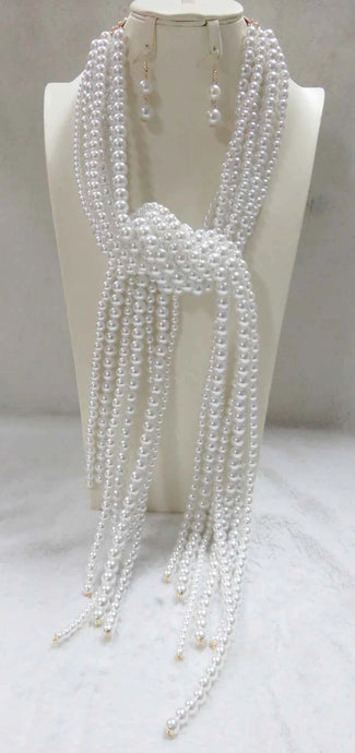 Twisted Pearl Necklace Set