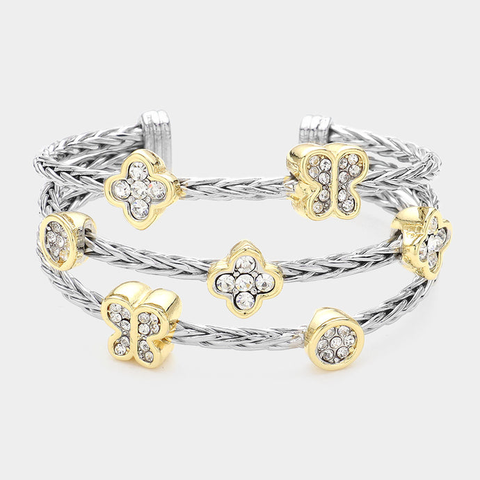 Quatrefoil Cuff Bracelet-Silver